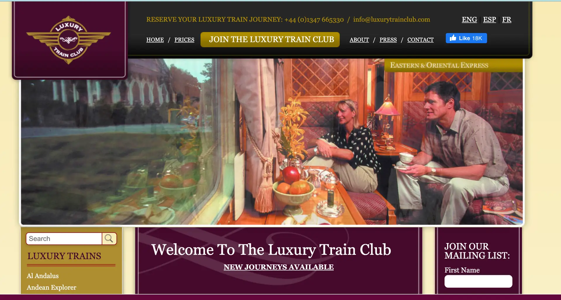 luxury train club for lots of options for luxury train experiences